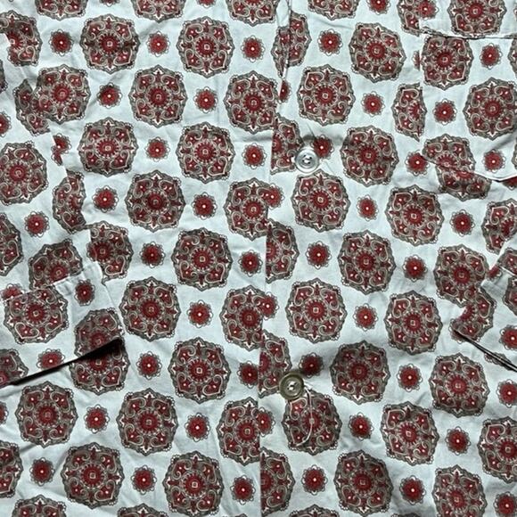 VINTAGE 70s Loungewear Set Size M Mod Geometric 2 Piece Orange Baroque - Picture 2 of 5